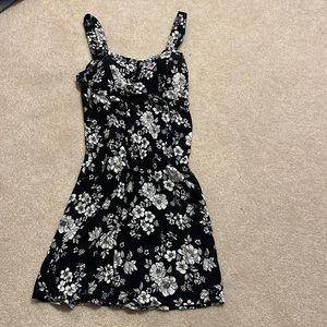 floral black and white dress